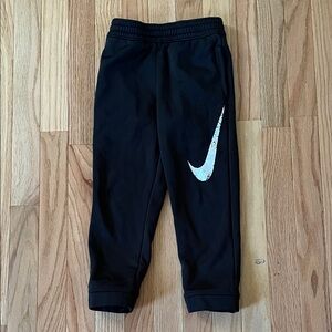 Nike Sweatpants Boys Small Black White Logo Swoosh Pull On Fleece Athletic